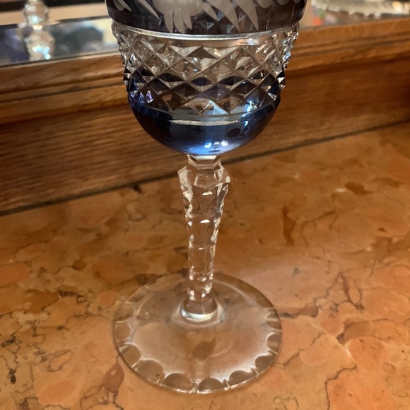 Marchioness by Ebeling & Reuss Sapphire Blue Crystal Wine Glass Western Germany - Picture 2 of 4